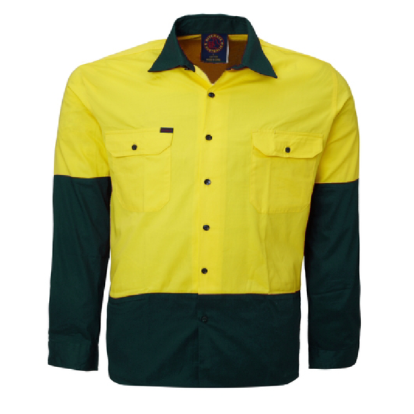 Hi Vis LS Work Shirt - Yellow Bottle