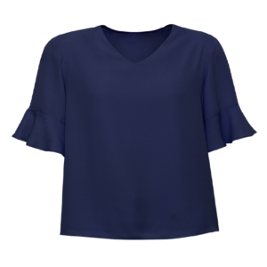 Aria Fluted Sleeve Blouse - Navy