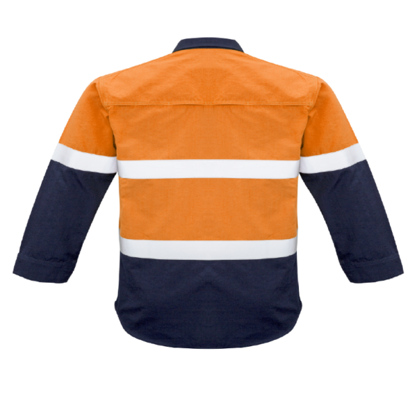 Mens FR Closed Front Hooped Taped Spliced Shirt - Orange Back_1