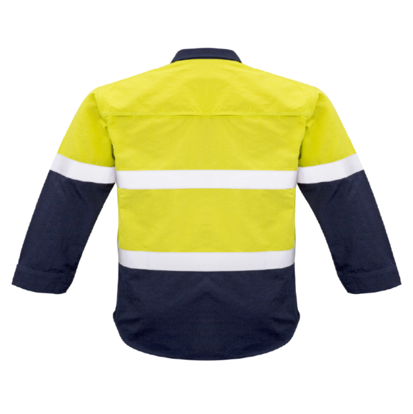 Mens FR Closed Front Hooped Taped Spliced Shirt - Yellow Back
