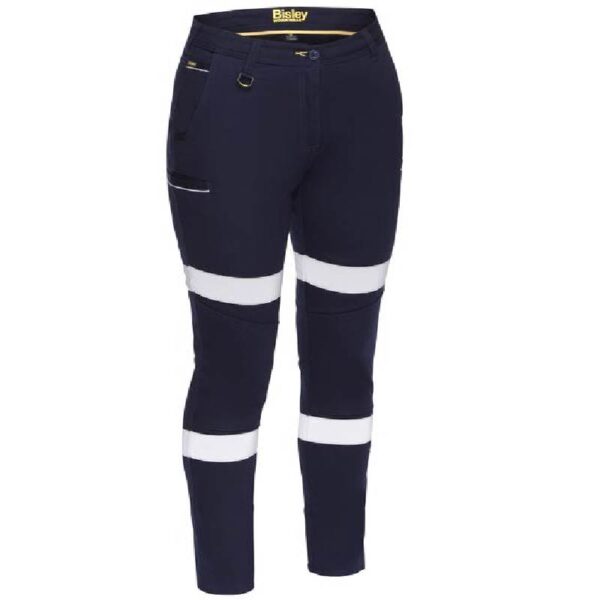 Womens Midrise Taped Stretch Pants - Navy Front