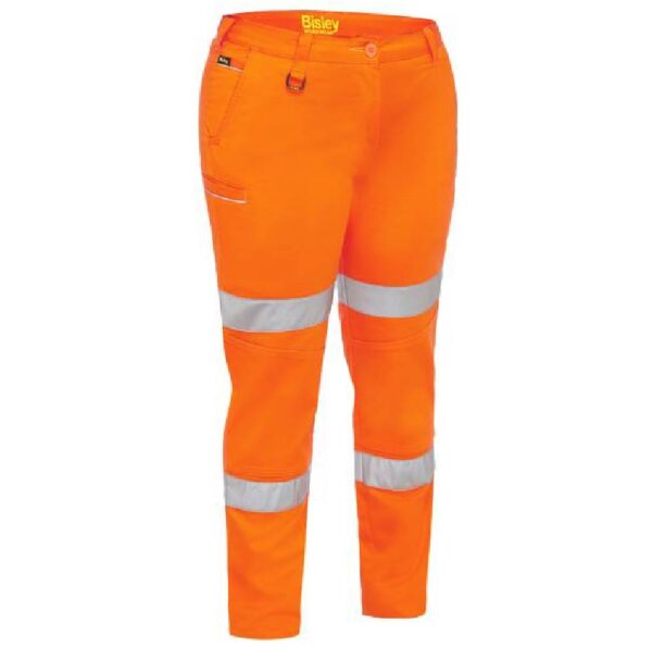 Womens Midrise Taped Stretch Pants - Orange Front